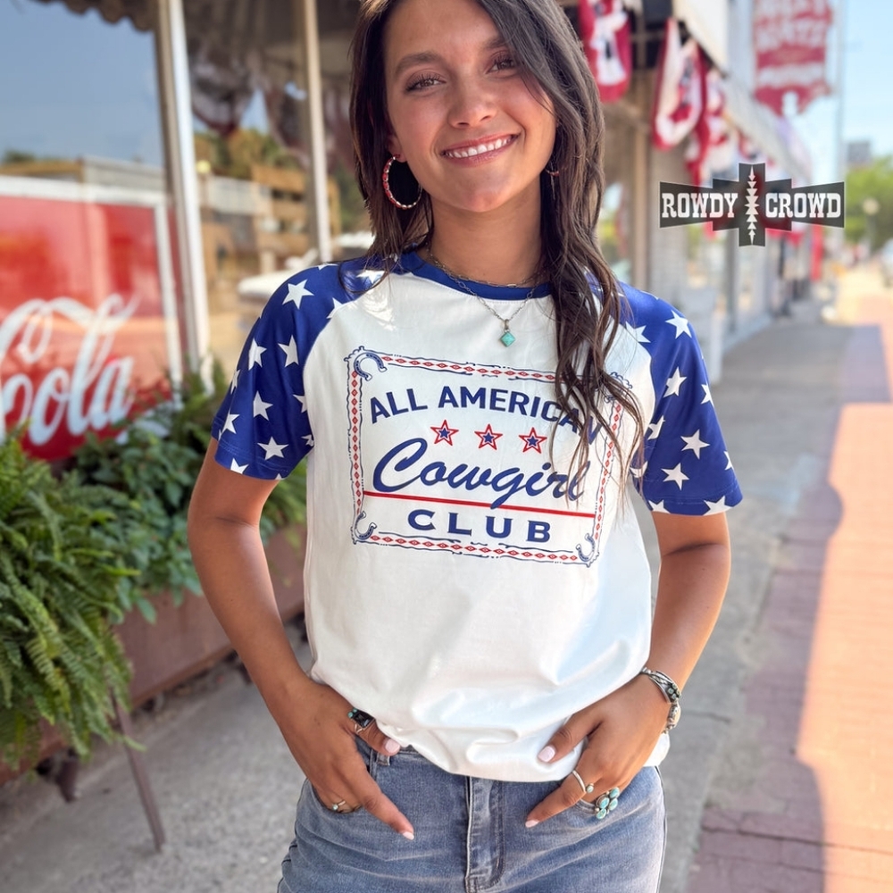 NWT Red, White, And Blue All American Cowgirl Tee